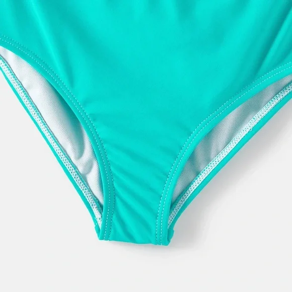 Pat Pat Women’s Striped Black/White Top with Teal Bottom Swimsuit One Piece Sz M - Picture 5 of 6